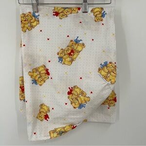 Vintage 1990 DUNDEE Teddy Bear Red Check Grid 0210 Blue Crib Sheet white